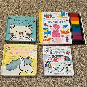 Usborne- Fingerprint Activity, Not my Kitten & Unicorn and Peek Unicorn Set